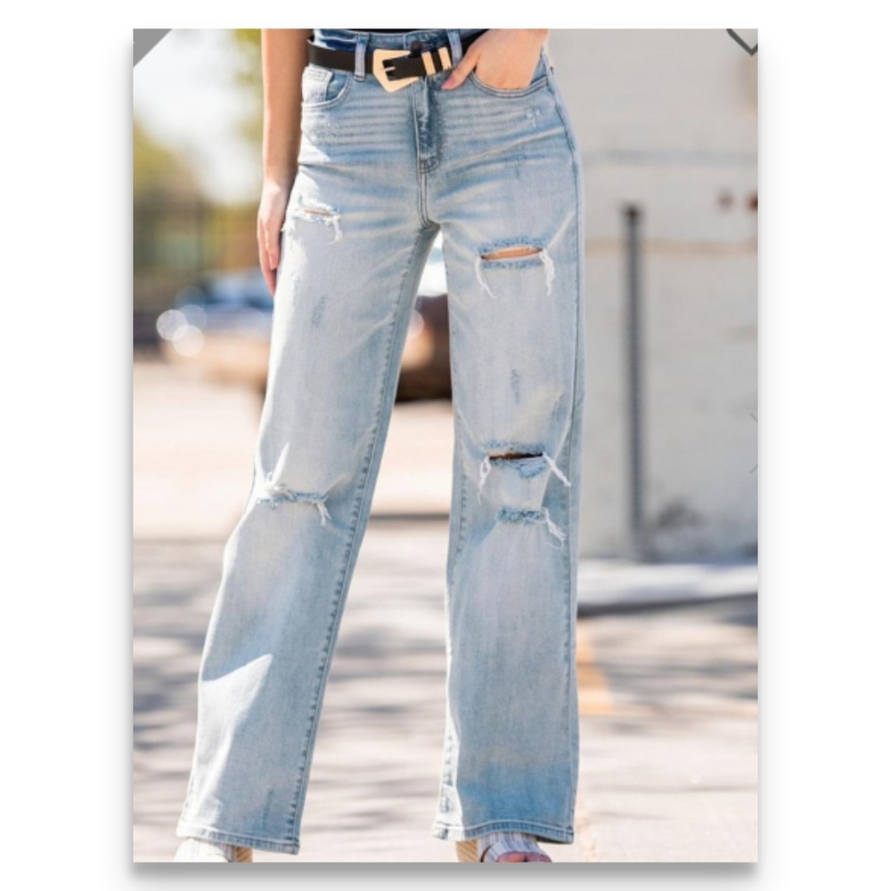 Willow & Root Wide Leg High Rise Stretch Jean